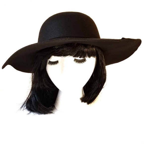 Classic Fashion Accessories - Boho Floppy  Hat Wide Brim Felt Cap Black